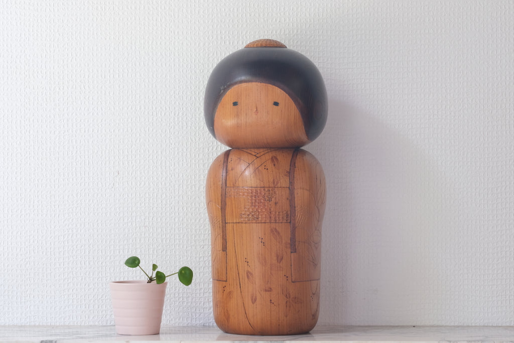 Vintage Sosaku Kokeshi  by Award-Winning Sadao Kishi (1932-1998) | 33 cm