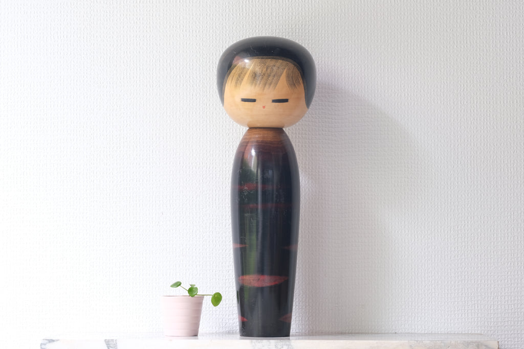 Exclusive Large Vintage Sosaku Kokeshi by Watanabe Masao (1917-2007) | Titled: 'Chigozakura - Cherry Blossom Child' | 44 cm