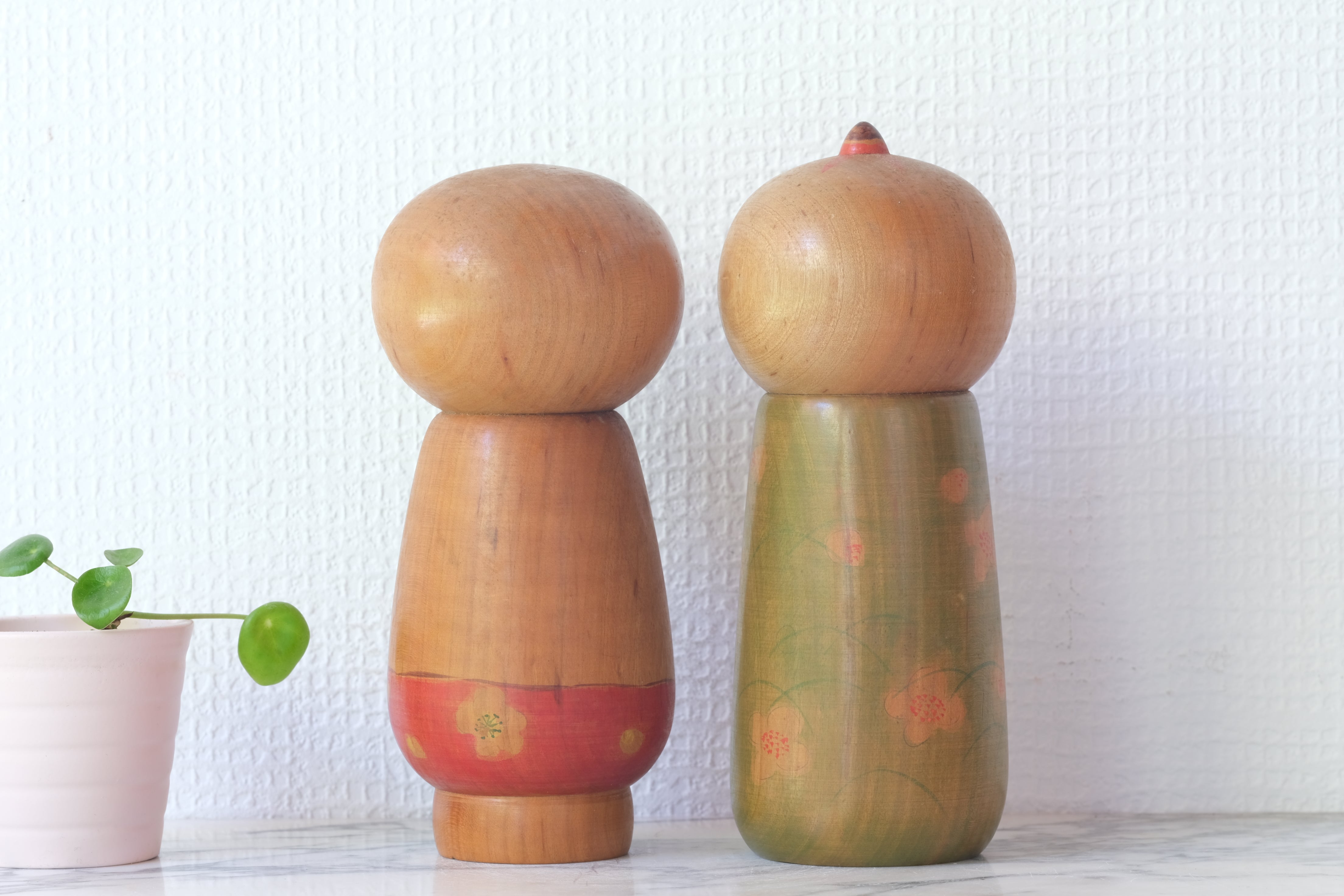 Pair of Vintage Sosaku Kokeshi by Eiko Shibata (1924-) | 17 cm and 18 cm