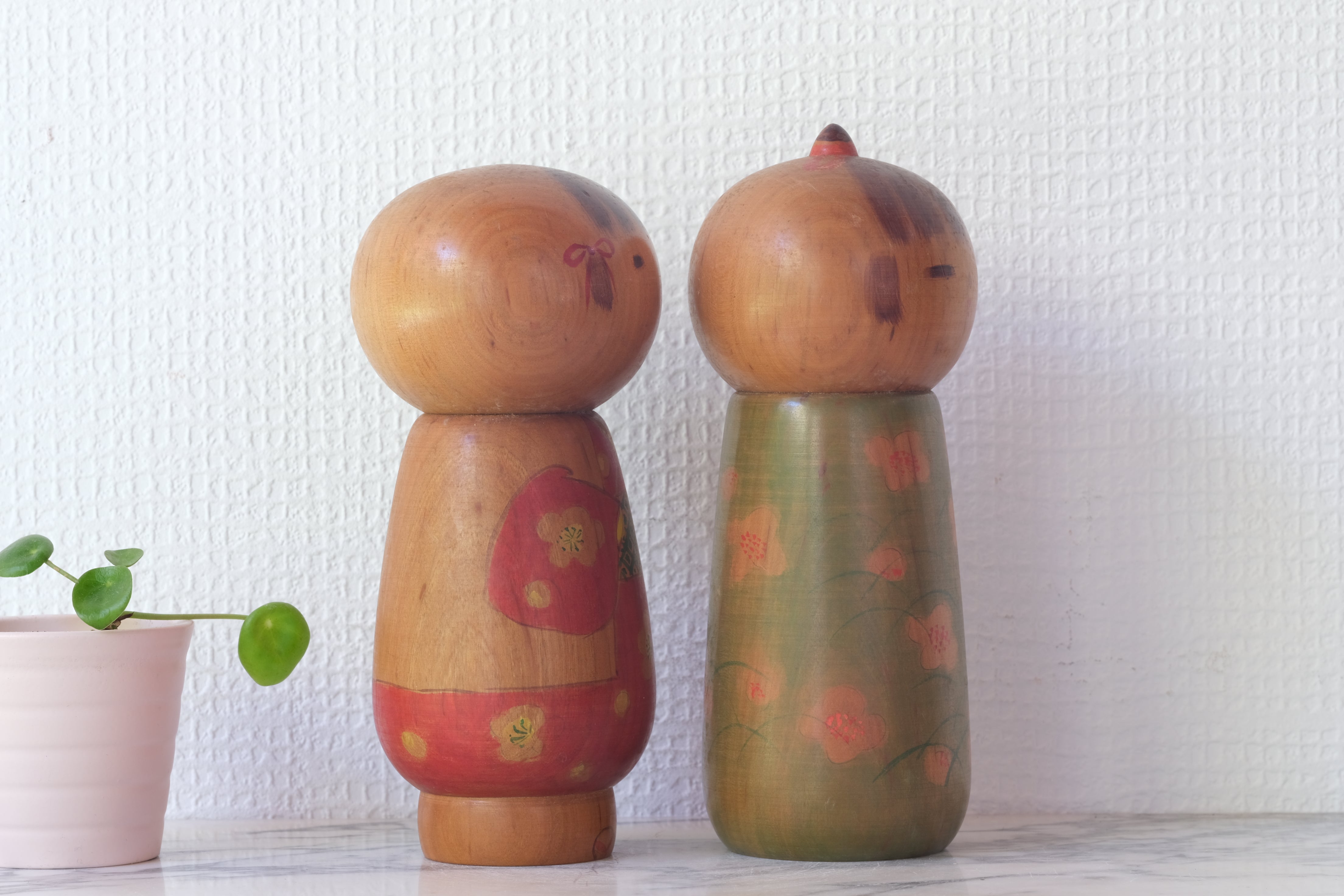 Pair of Vintage Sosaku Kokeshi by Eiko Shibata (1924-) | 17 cm and 18 cm