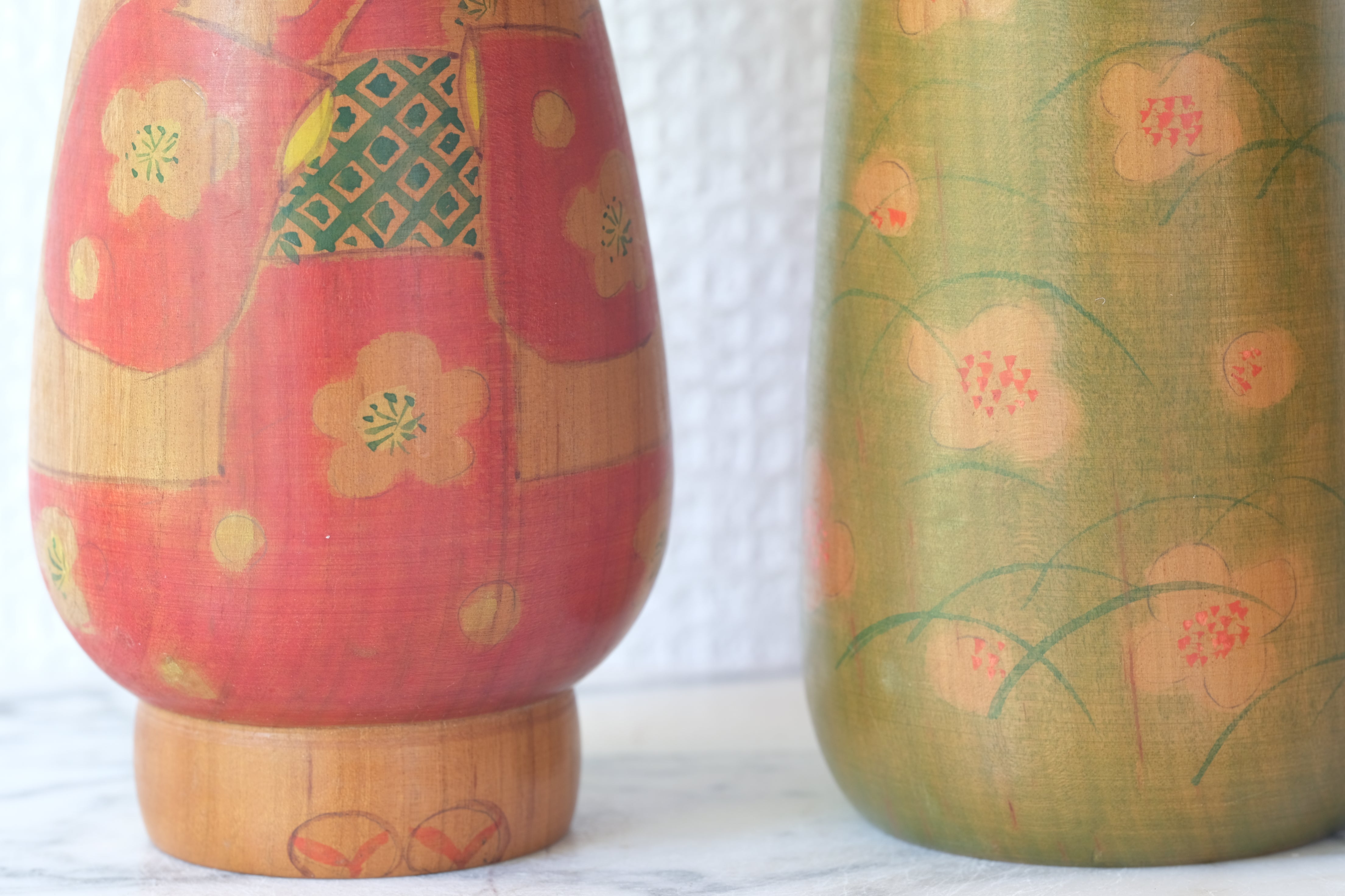 Pair of Vintage Sosaku Kokeshi by Eiko Shibata (1924-) | 17 cm and 18 cm