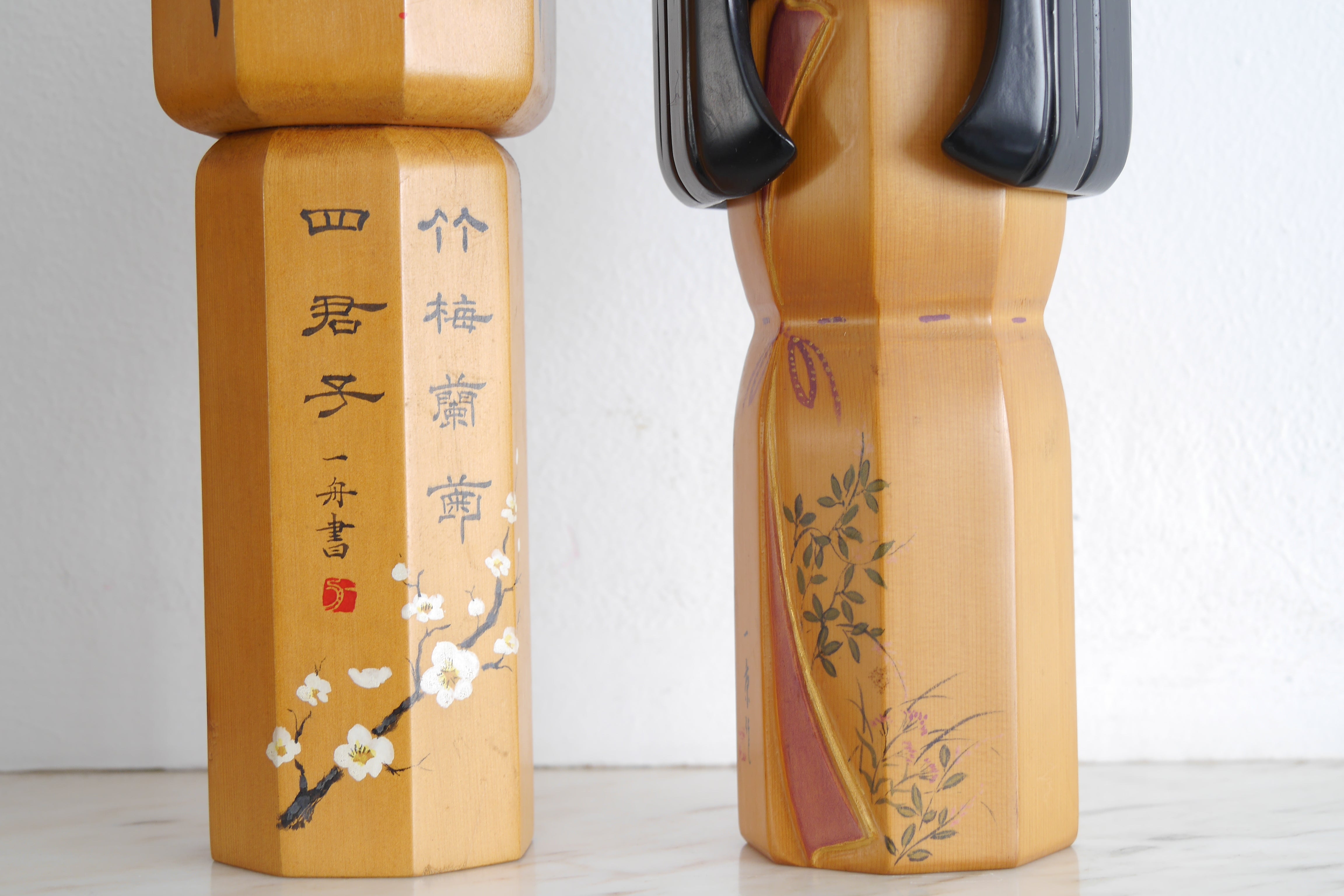 Exclusive Pair of Vintage Creative Kokeshi by Yoshino Ichikyo | With Wooden Box