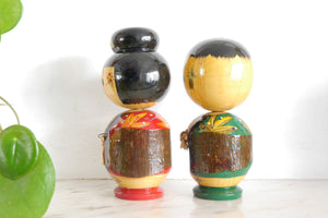 A lovely Colorful pair of Vintage Creative Kokeshi