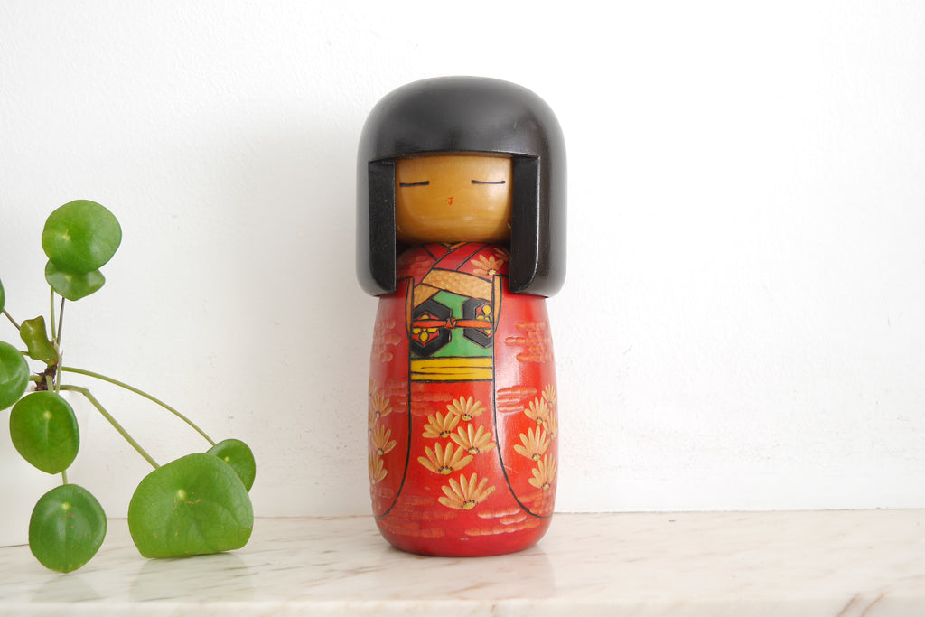 Large Vintage Gumma Kokeshi By Kaoru Nozawa (1930-)