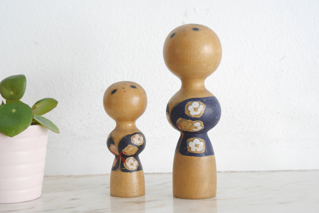 Pair of Vintage Sosaku Kokeshi by Yusa Fukuju (1930-2001) | Mother and Child