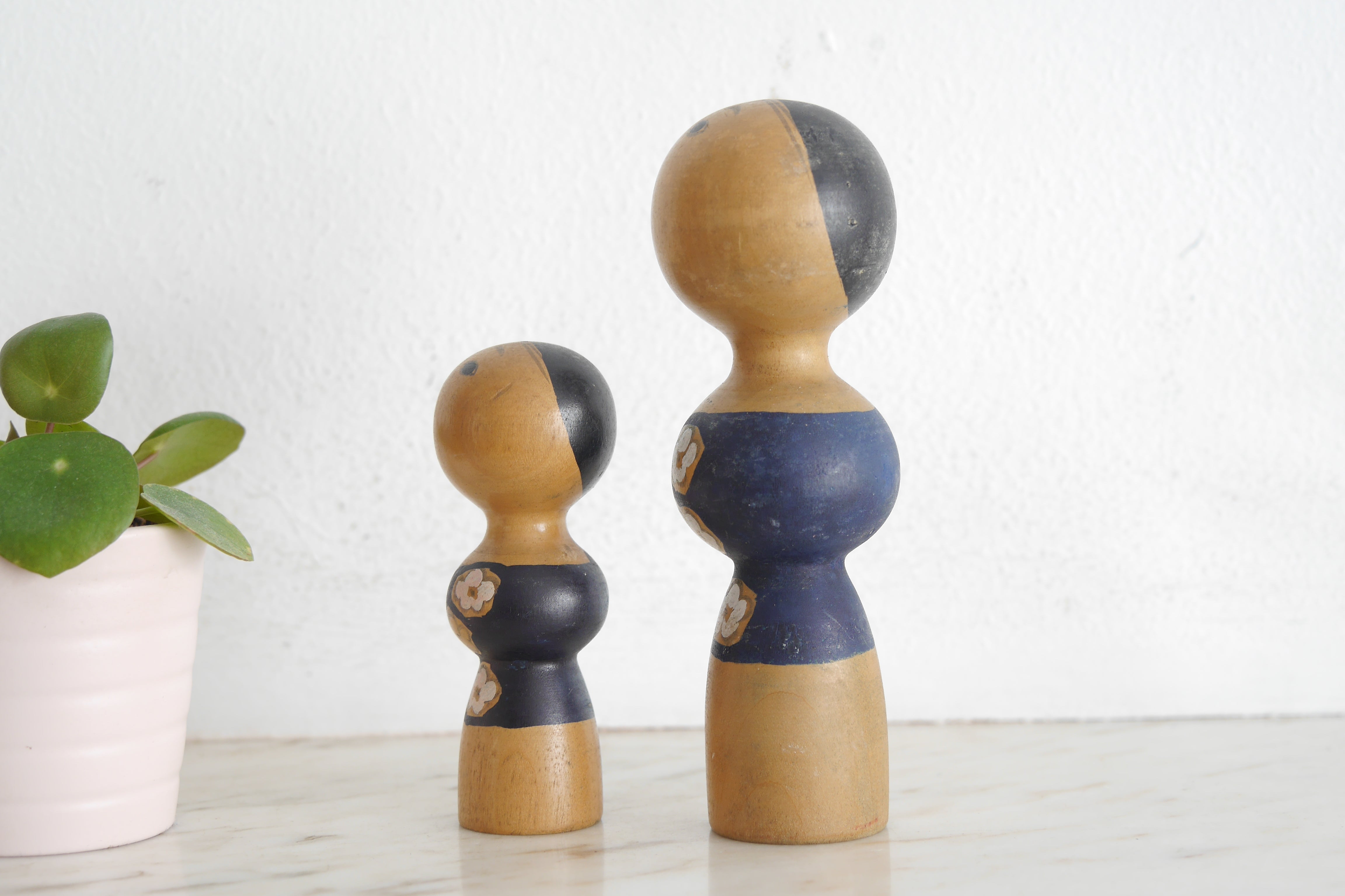 Pair of Vintage Sosaku Kokeshi by Yusa Fukuju (1930-2001) | Mother and Child