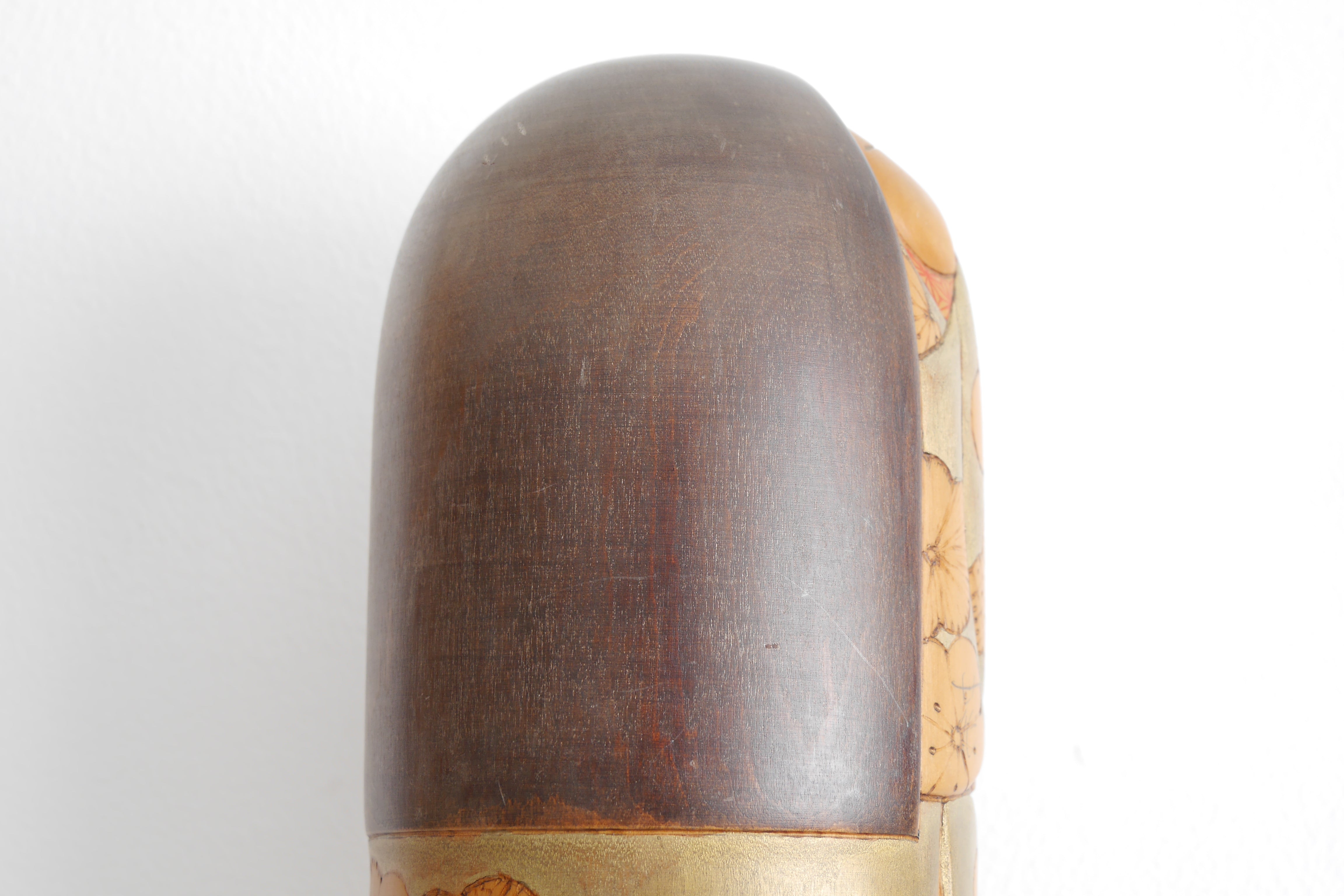 Exclusive Vintage Sosaku Kokeshi By Kato Tatsuo (1940-) | Titled: 'Umenokaori - Plum Fragrance' | Dated: 1986 | 29 cm