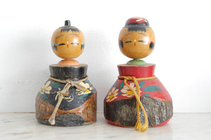 Pair of Vintage Sosaku Kokeshi | 13,5 cm and 14 cm