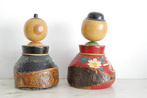Pair of Vintage Sosaku Kokeshi | 13,5 cm and 14 cm