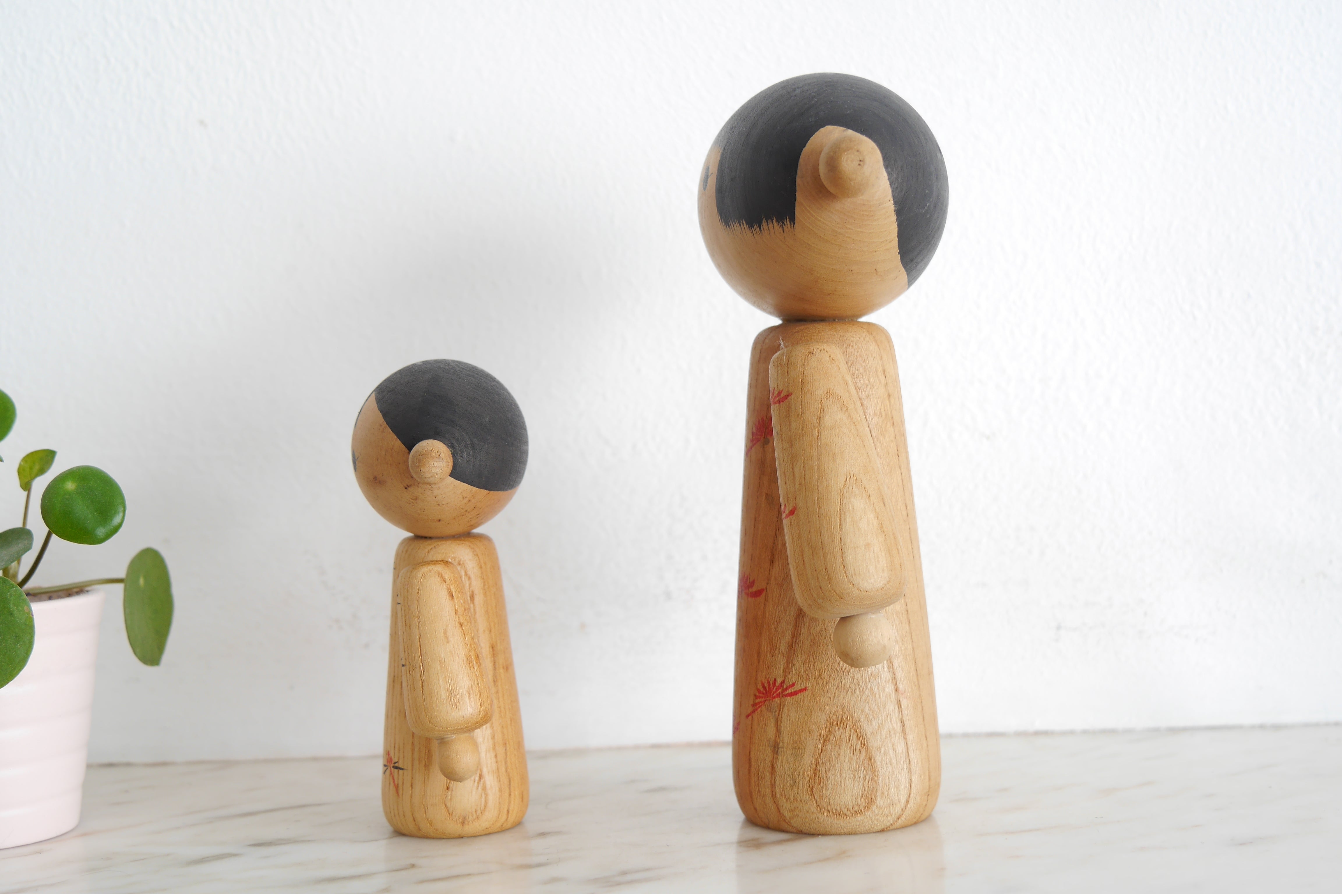 Rare Vintage Sosaku Set Kokeshi by Hideo Ishihara (1925-1999) | Mother and Child | 11 cm and 17,5 cm